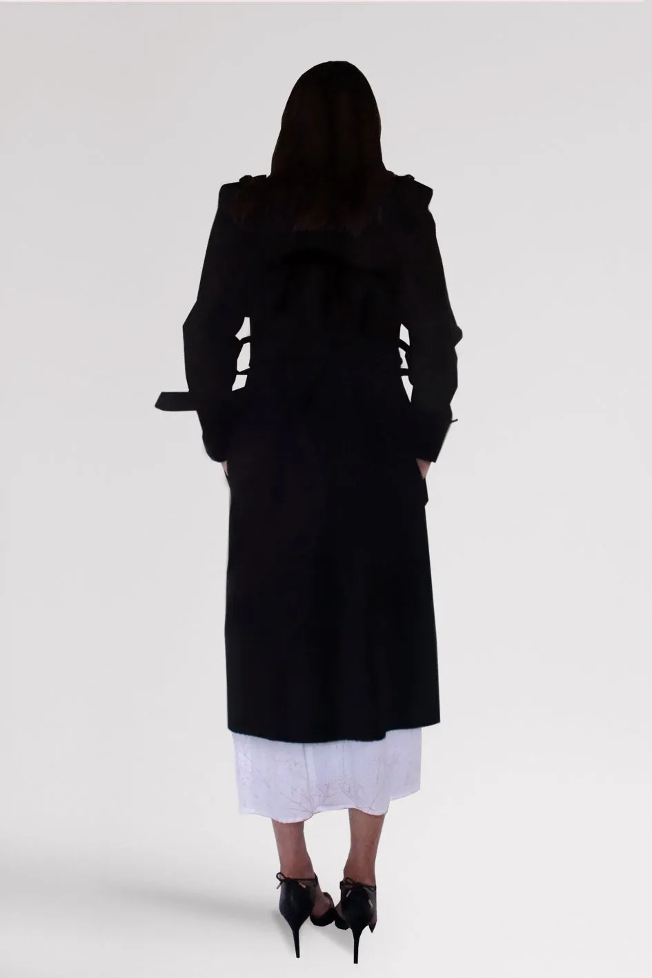 Origami Wool Trench Coat / Navy