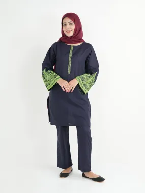 "DAMARIS" Casual Embroidery Cambric Suit