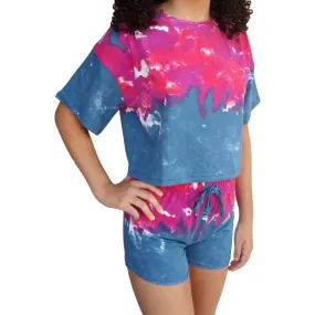 Red Short Sleeve Tie-Dye Girls Pyjama