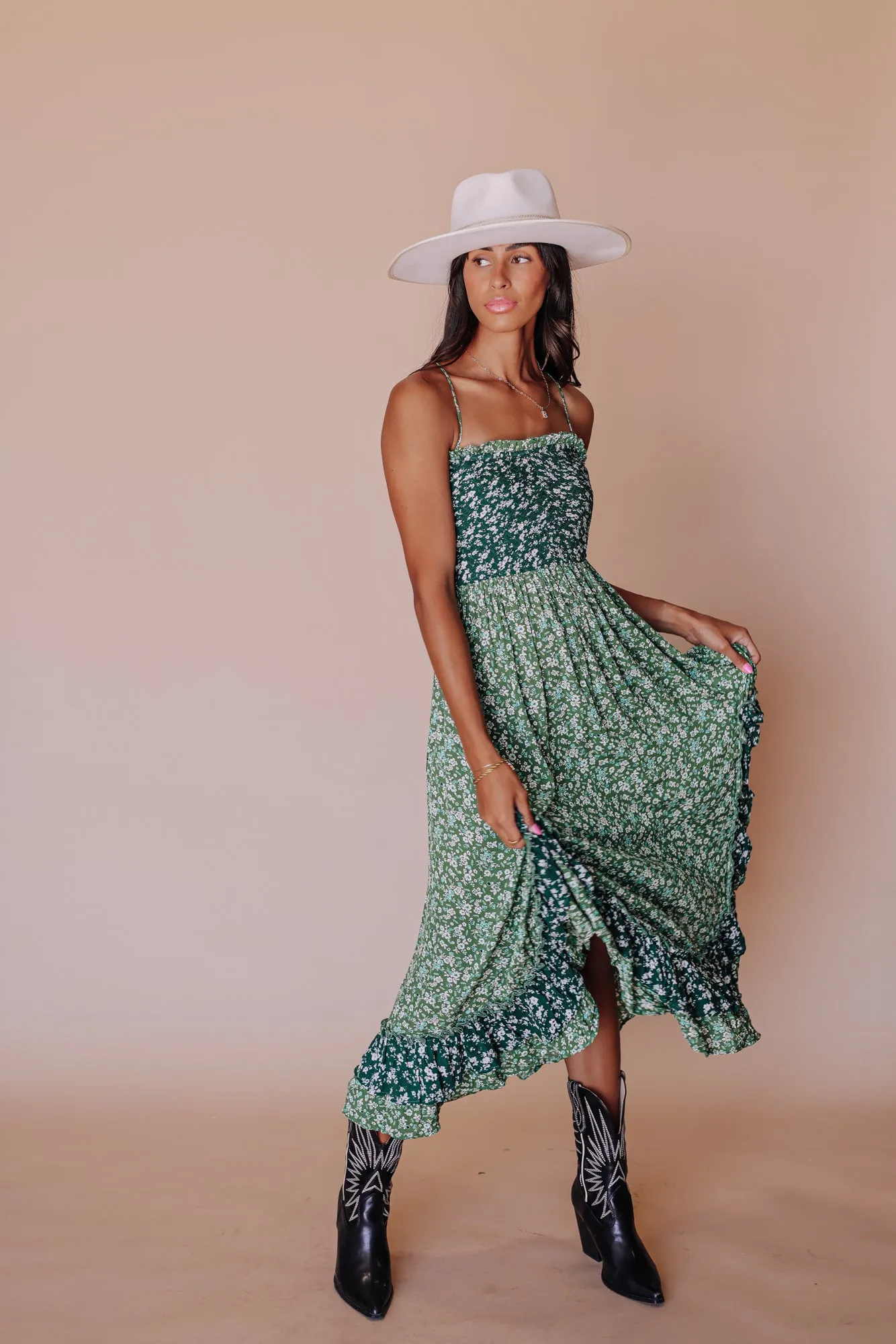 Remi Spaghetti Strap Dress in Green