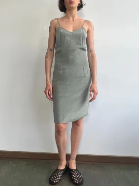 Sage Silk Spaghetti Strap Dress (S)