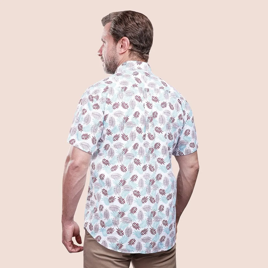 Short Sleeve Patterned Shirt - WINE