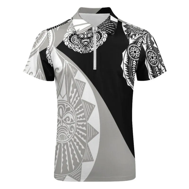 Short sleeve polo shirt - Maori hieratic style graphic