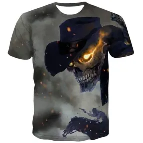 Skull T-shirt Men Flame Tshirts Cool Terror T-shirts 3d Funny Tshirt Anime Cosplay Tshirt Printed Short Sleeve Punk Rock Unisex