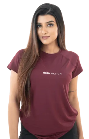 SOuLL Active Wine Red Half Sleeves T-Shirt