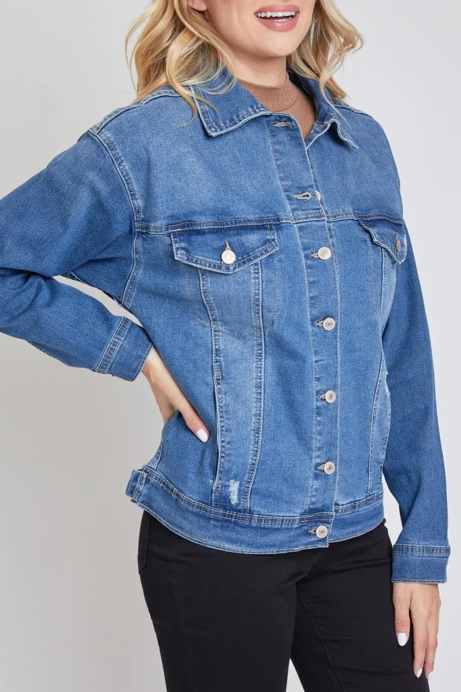 Women's Drop Shoulder Boyfriend Denim Jacket