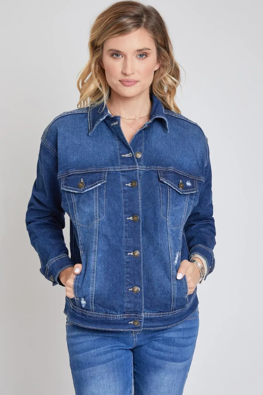 Women's Drop Shoulder Boyfriend Denim Jacket