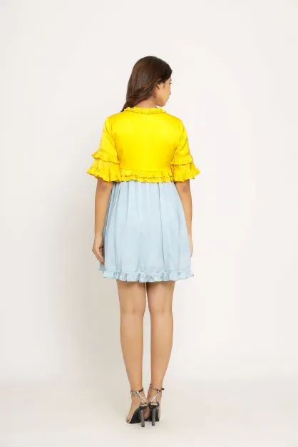 Yellow Ice Blue Frill Dress